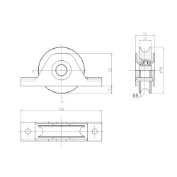 Vodiace koliesko ø 80mm pre zapustenie do jokla, pre profil C902/16 Vodiace koliesko ø 80mm pre zapustenie do jokla, pre profil C902/16